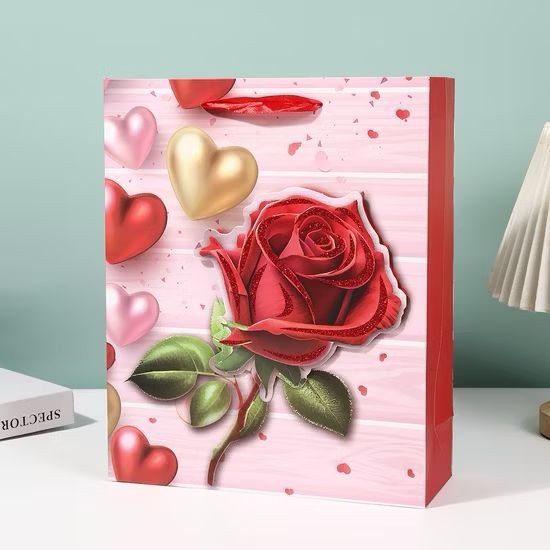 Sac Cadeau a Fleur Rose 18x10x23cm- YXL-1578S